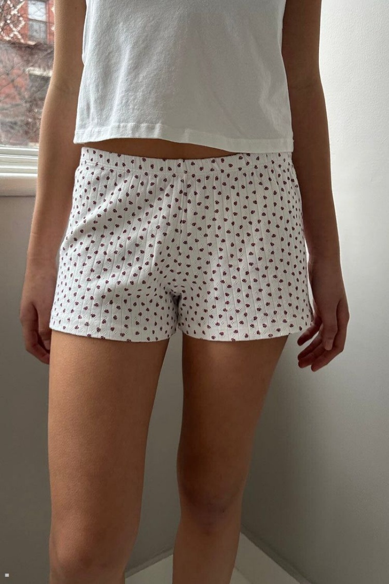 Short Jogging Brandy Melville Emory Floral Blanche | TOI-94345469